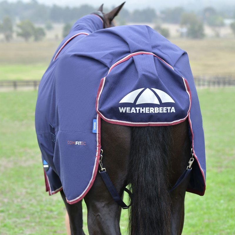 WeatherBeeta ComfiTec Essential Turnout Detach-A-Neck 50g Rug - Navy/Burgundy-10