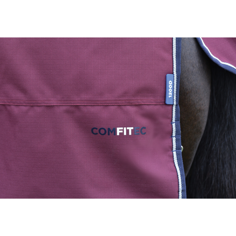 WeatherBeeta ComfiTec Essential Turnout 220g Rug - Burgundy/Navy-7
