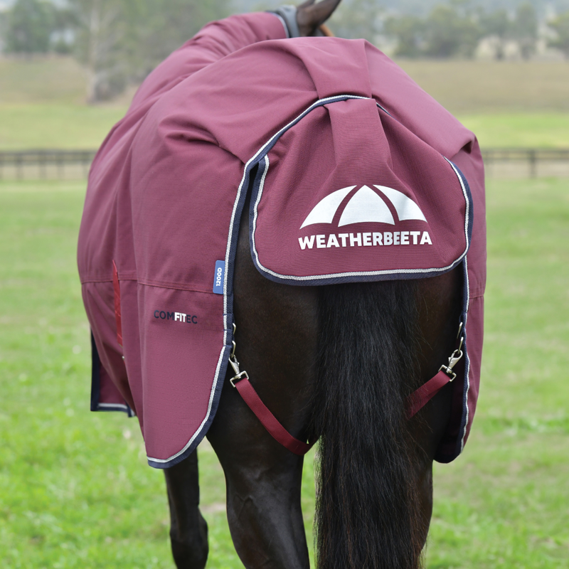 WeatherBeeta ComfiTec Essential Turnout 220g Rug - Burgundy/Navy-8