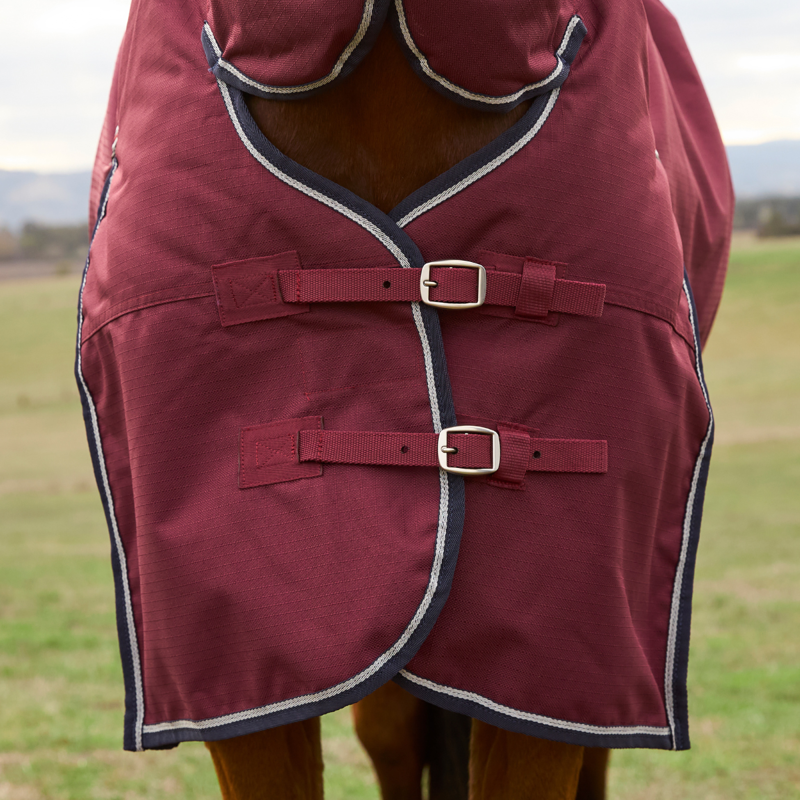 WeatherBeeta ComfiTec Prelim Turnout Combo 0g Rug - Burgundy/Navy-4