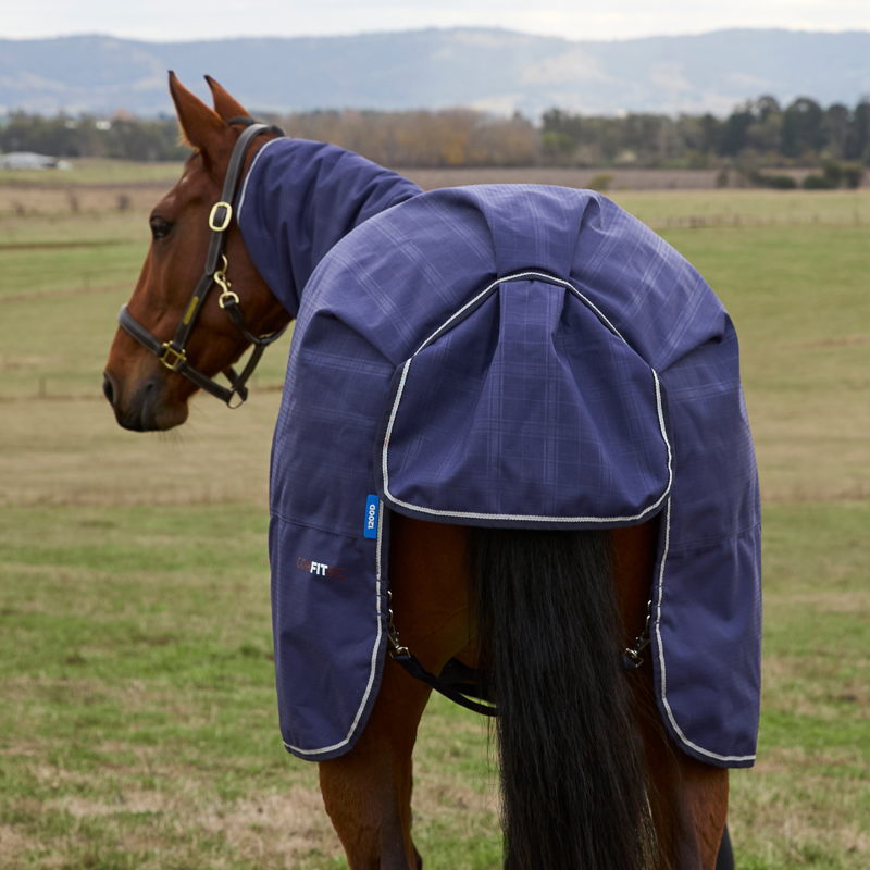 WeatherBeeta ComfiTec Prelim Turnout Combo 220g Rug - Navy Embossed Plaid-9