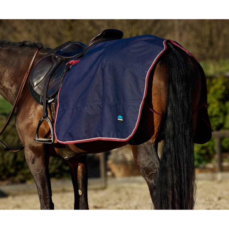 WeatherBeeta Essential Fleece Lined Quarter Sheet - Navy/Burgundy-1