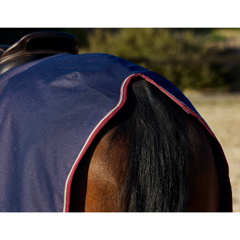 WeatherBeeta Essential Fleece Lined Quarter Sheet - Navy/Burgundy-2