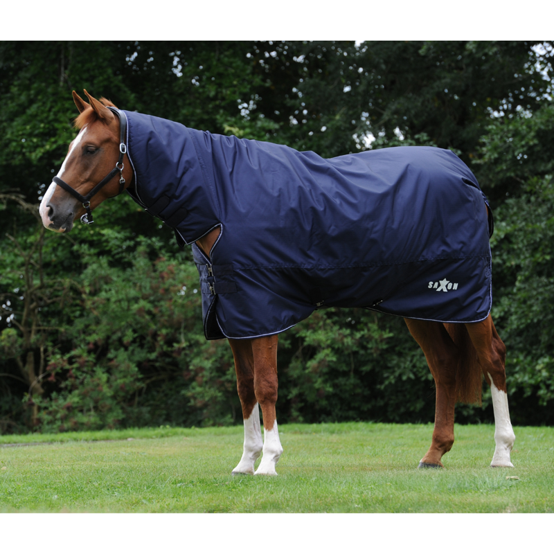 Saxon Heavy Defiant 600D Combo Neck Turnout Rug - Navy/White