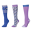 Dublin Kids 3 Pack Socks - Purple Geo Ponies