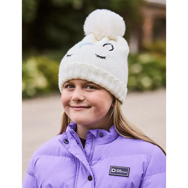 Dublin Kids Embroidered Unicorn Beanie - White-1
