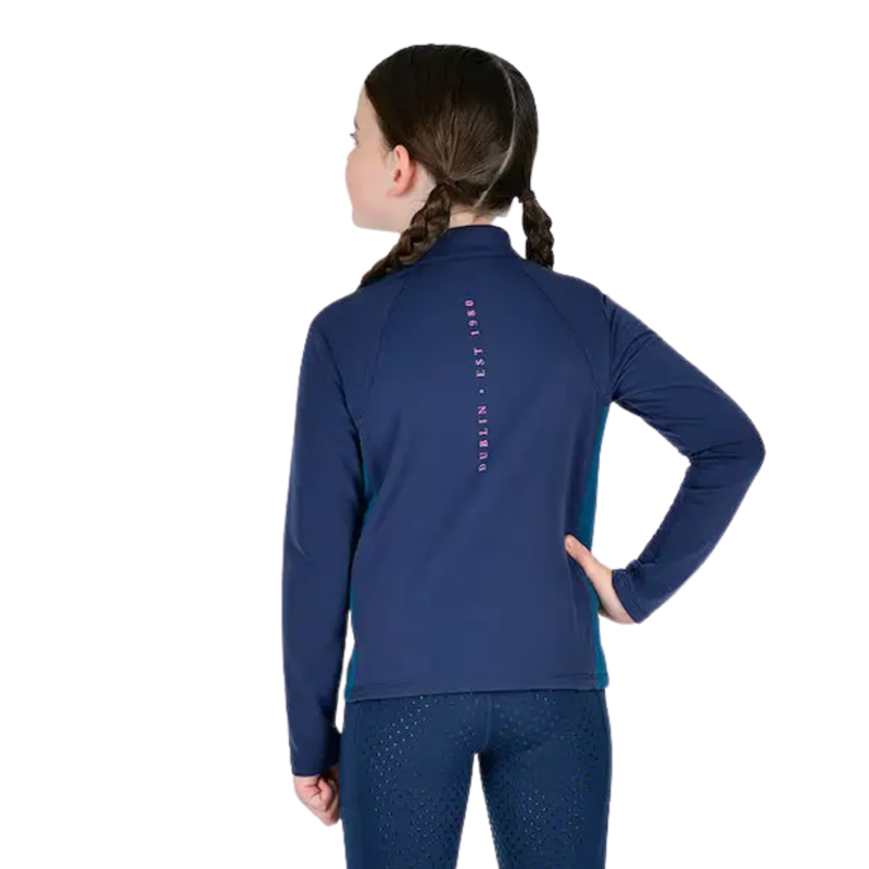 Dublin Kids Sadie Panel Detail Long Sleeve Riding Top - Naval Academy/Legion Blue-1
