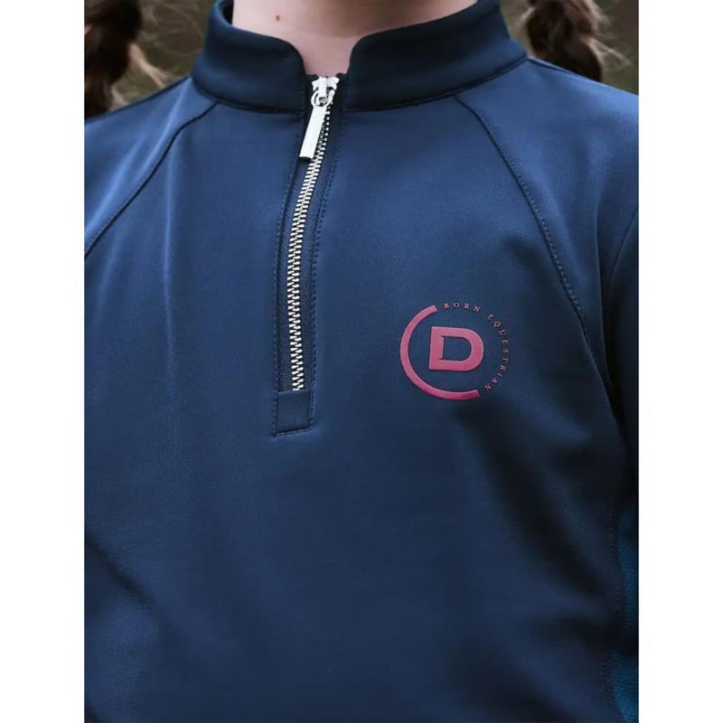 Dublin Kids Sadie Panel Detail Long Sleeve Riding Top - Naval Academy/Legion Blue-2