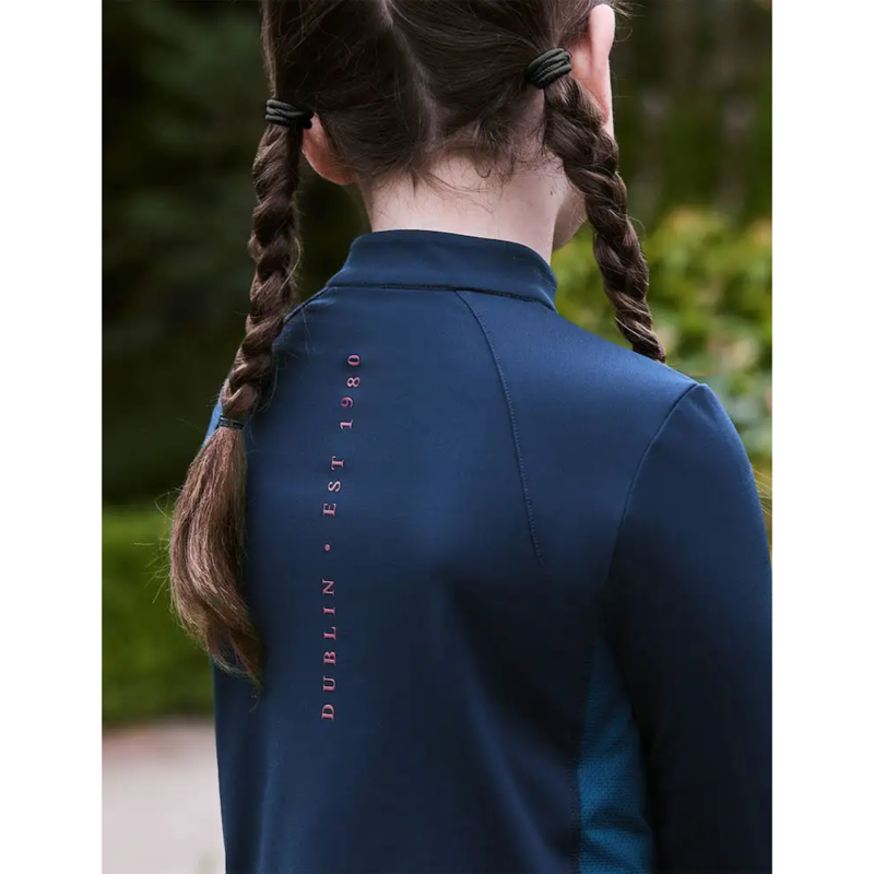 Dublin Kids Sadie Panel Detail Long Sleeve Riding Top - Naval Academy/Legion Blue-3