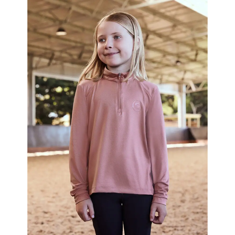 Dublin Kids Breathable Long Sleeve Riding Top - Dusty Rose-2