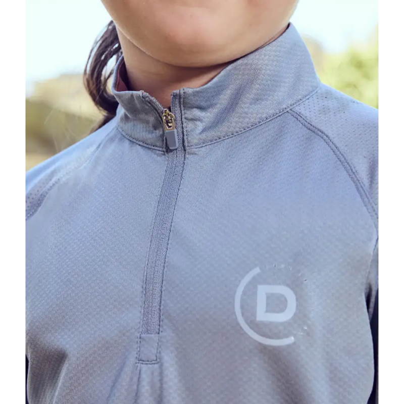 Dublin Kids Breathable Long Sleeve Riding Top - Blue Fog-2