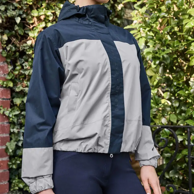Dublin Ladies Crissy Colourblock Waterproof Jacket - Gull/Navy Academy-1