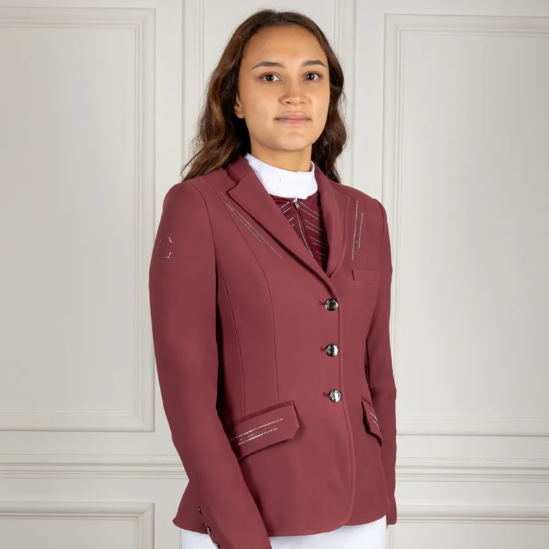 Coldstream Ladies Harthill Diamante Show Jacket - Windsor Wine-1