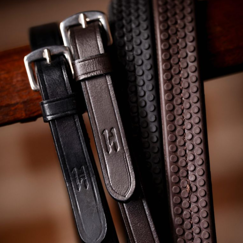 Horseware Thumb Grip Rubber Reins - Full - Brown-1