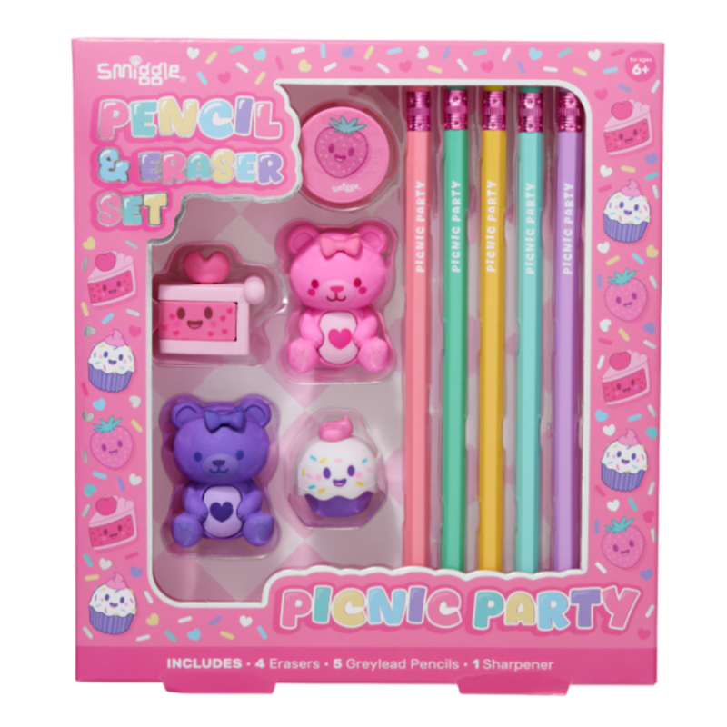 Smiggle Super Speed Pencil And Eraser Set - Pink