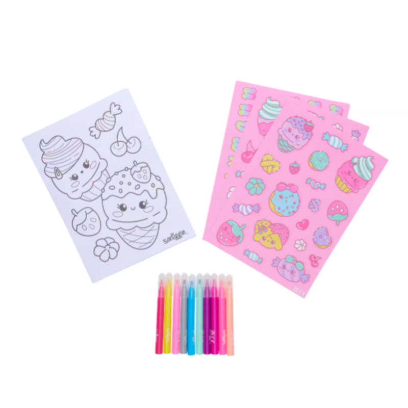 Smiggle Mini Colour And Carry Scented Activity Kit - Pink/Purple-1