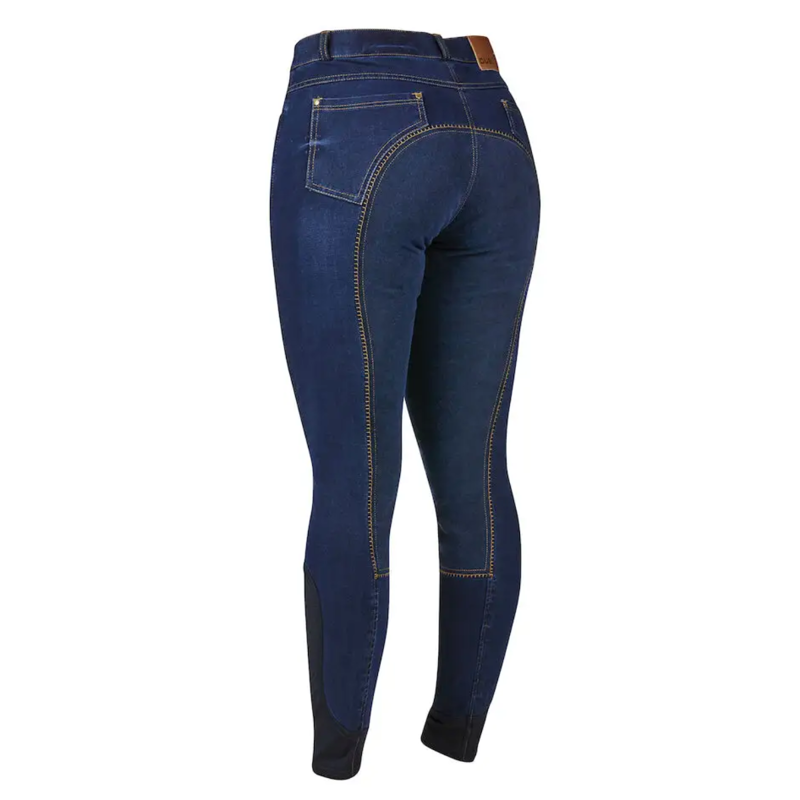 Dublin Ladies Shona Full Suede Seat Denim Breeches - Blue Denim/Navy-1