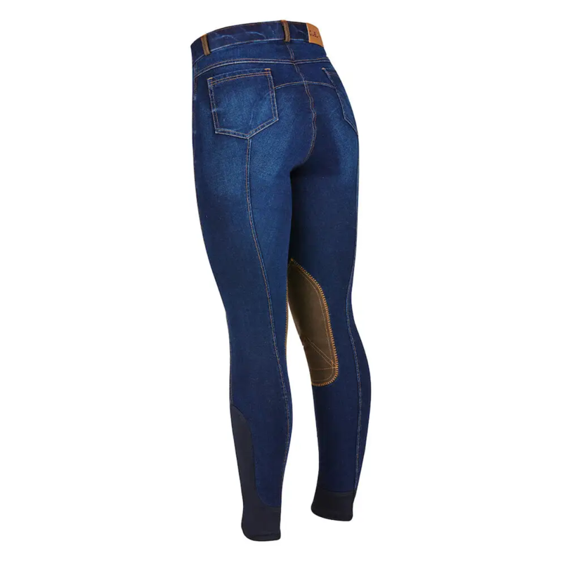 Dublin Ladies Shona Knee Patch Breeches - Denim Blue/Navy-1
