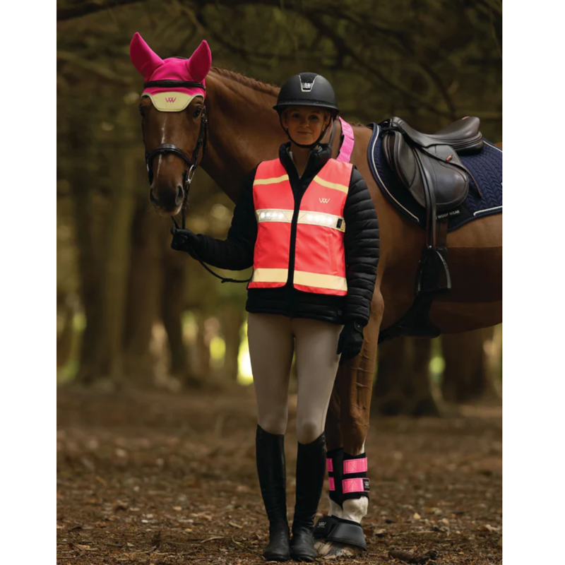 Woof Wear Junior LED Hi Vis Riding Vest - Hi Viz Pink-4