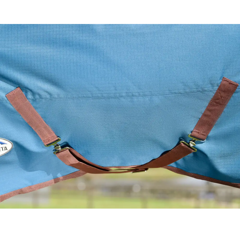 WeatherBeeta ComFiTec Classic Standard Neck Mediumweight Turnout Rug - Dark Blue/Coffee-4