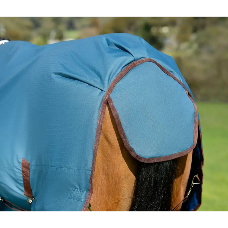 WeatherBeeta ComFiTec Classic Standard Neck Mediumweight Turnout Rug - Dark Blue/Coffee-6