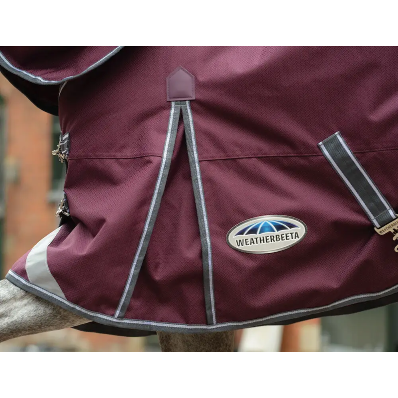 WeatherBeeta ComFiTec Plus Dynamic II Combo Neck Medium Turnout Rug - Maroon/Grey/White-3