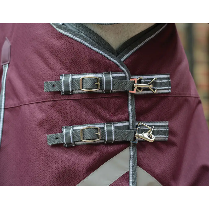 WeatherBeeta ComFiTec Plus Dynamic II Combo Neck Medium Turnout Rug - Maroon/Grey/White-2