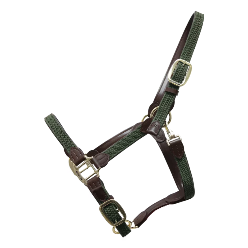 Kentucky Plaited Nylon Headcollar - Olive Green-1