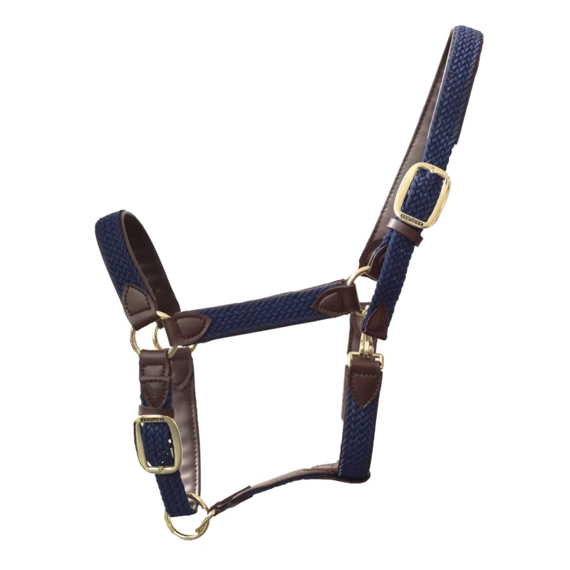 Kentucky Plaited Nylon Headcollar - Navy-3