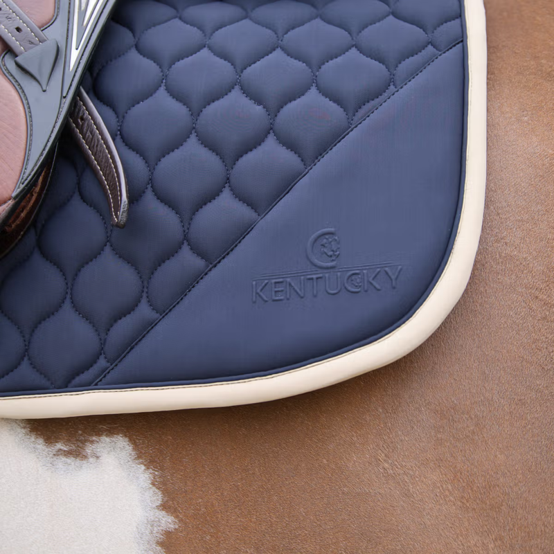 Kentucky Softshell Onion Quilt Jumping Saddlepad - Navy/Beige-1
