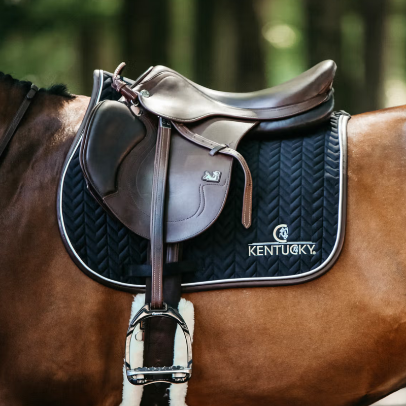 Kentucky Leather Fishbone Jumping Saddlepad - Black-1