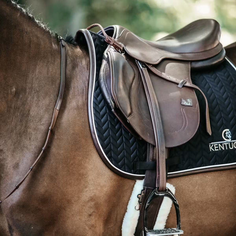 Kentucky Leather Fishbone Jumping Saddlepad - Black-2