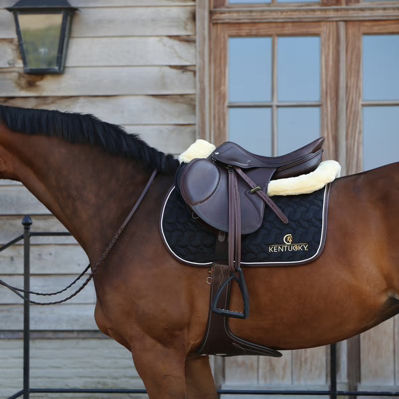 Kentucky Sheepskin Anatomic Absorb Half Pad - Black/Natural-4