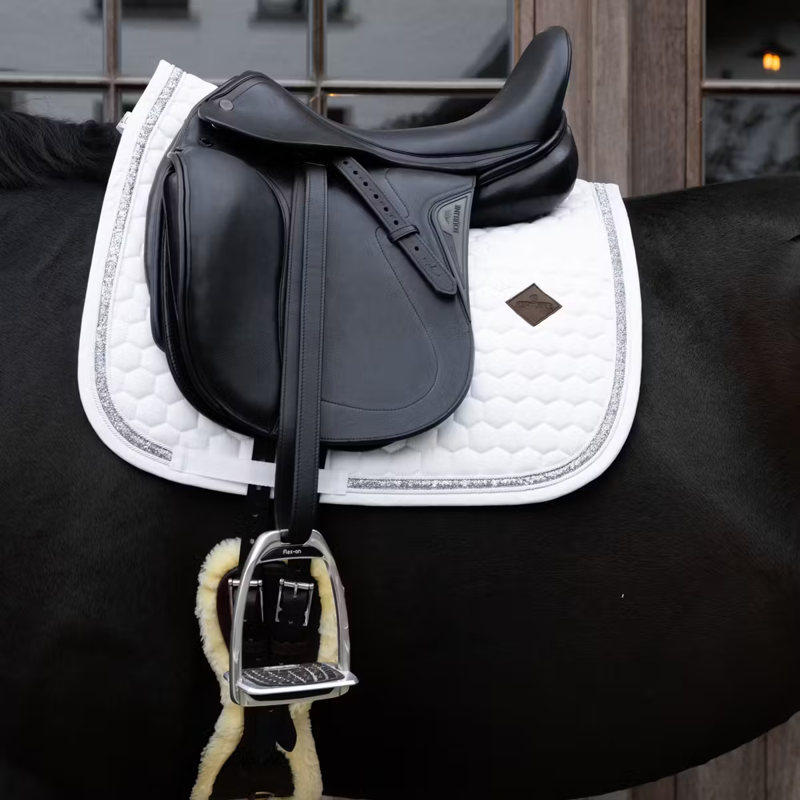 Kentucky Glitter Band Dressage Saddlepad - White/Silver-1