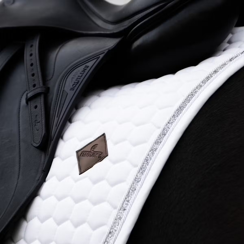 Kentucky Glitter Band Dressage Saddlepad - White/Silver-2