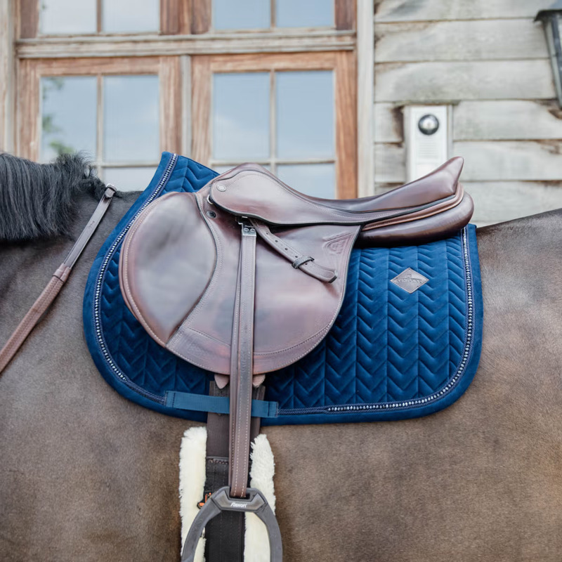 Kentucky Velvet Pearls Jumping Saddlepad - Navy-1