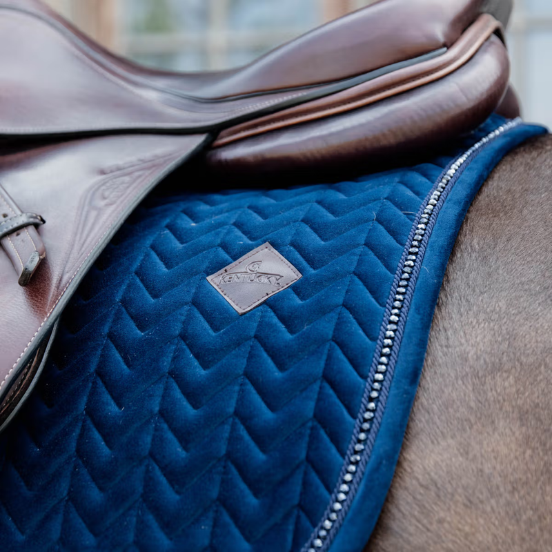 Kentucky Velvet Pearls Jumping Saddlepad - Navy-2