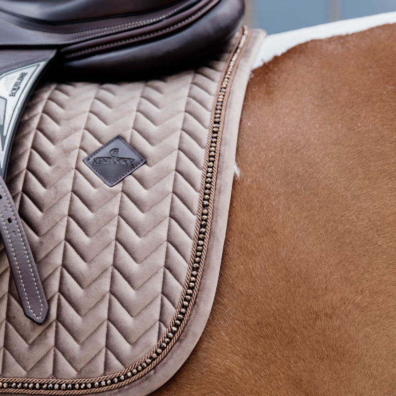 Kentucky Velvet Pearls Jumping Saddlepad - Beige-2