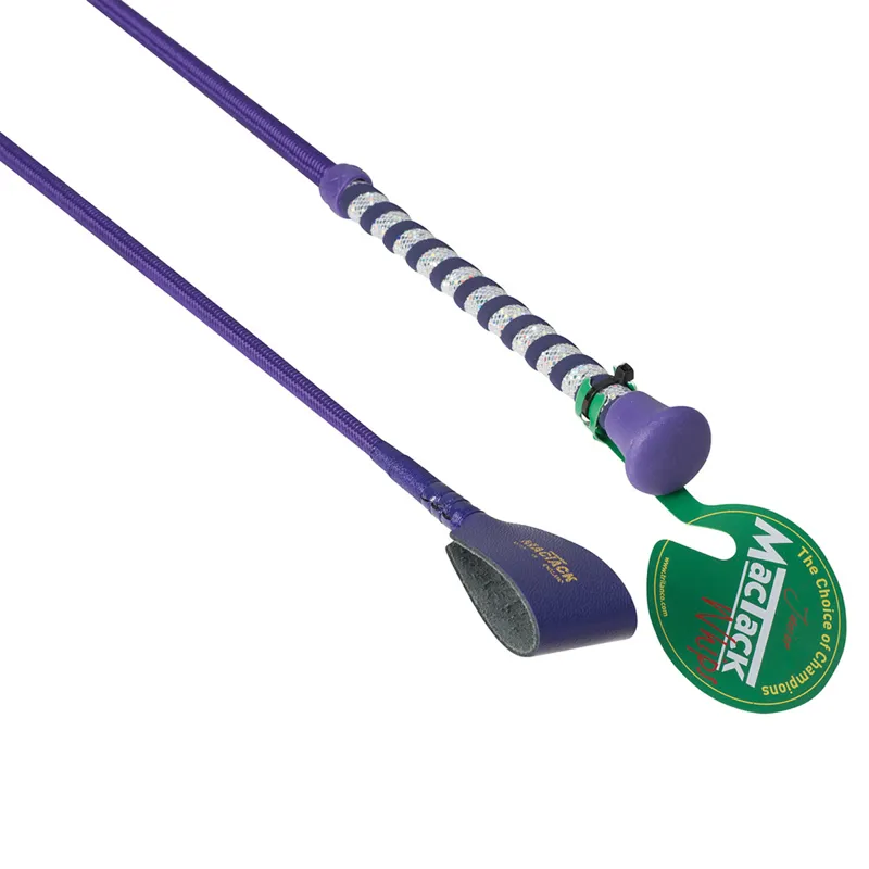 MacTack Junior Riding Whip 24 - Purple Glitter Handle with Keeper