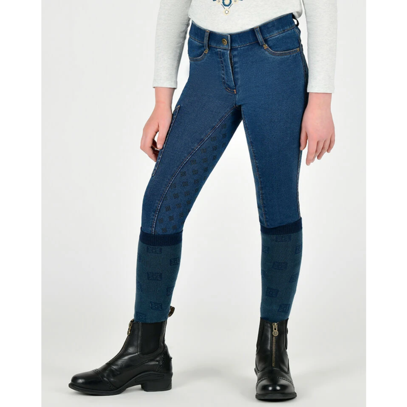 Dublin Kids Shona Denim Full Seat Breeches - Light Blue Denim-2