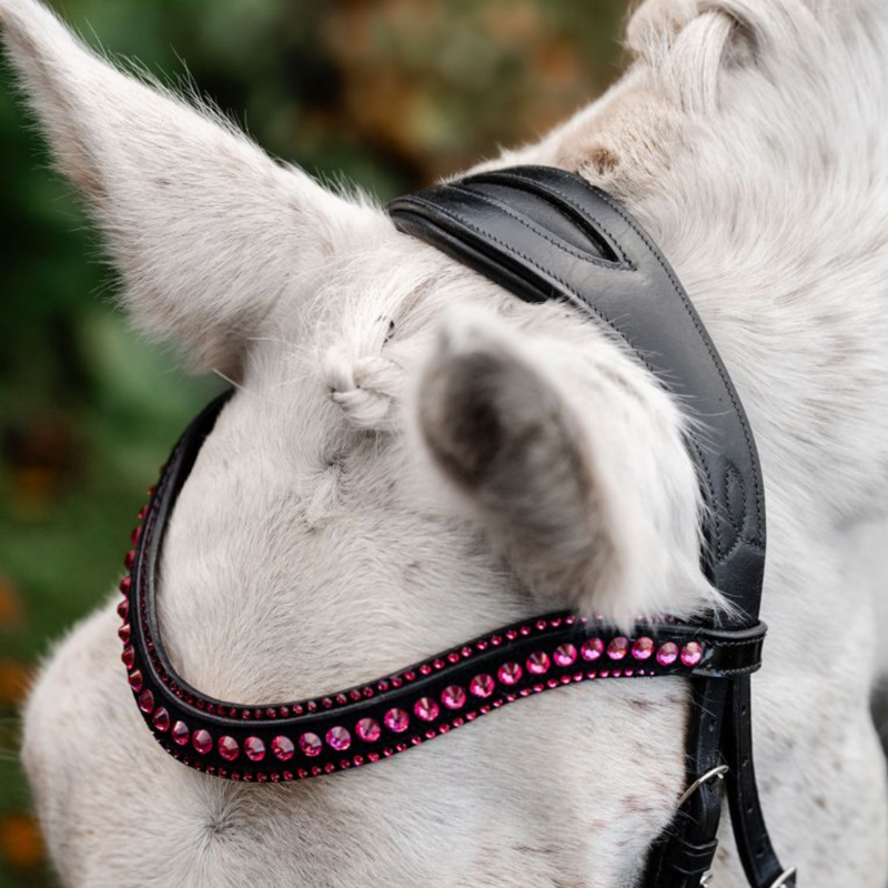 Horseware Pony Diamante Flash Bridle - Black/Pink-1