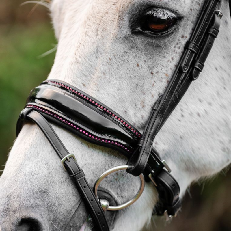 Horseware Pony Diamante Flash Bridle - Black/Pink-2