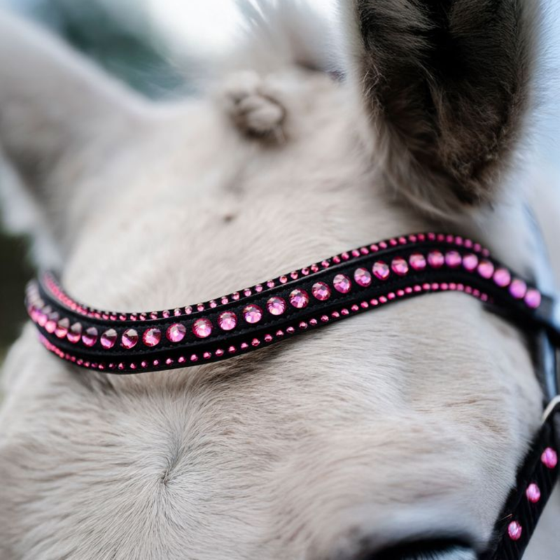 Horseware Pony Diamante Flash Bridle - Black/Pink-3