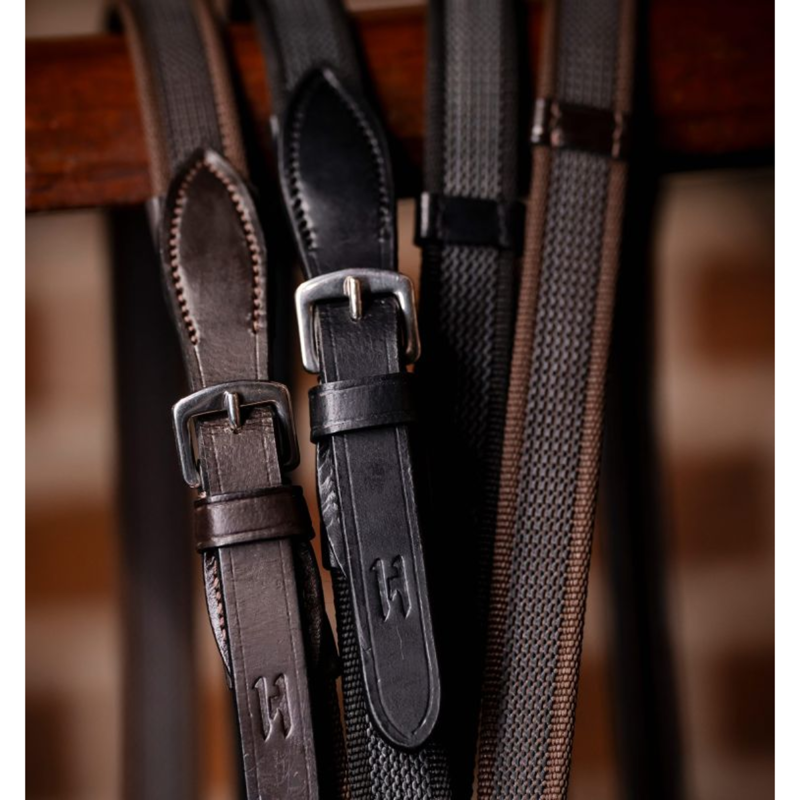 Horseware Rubber Grip Continental Reins - Black-1