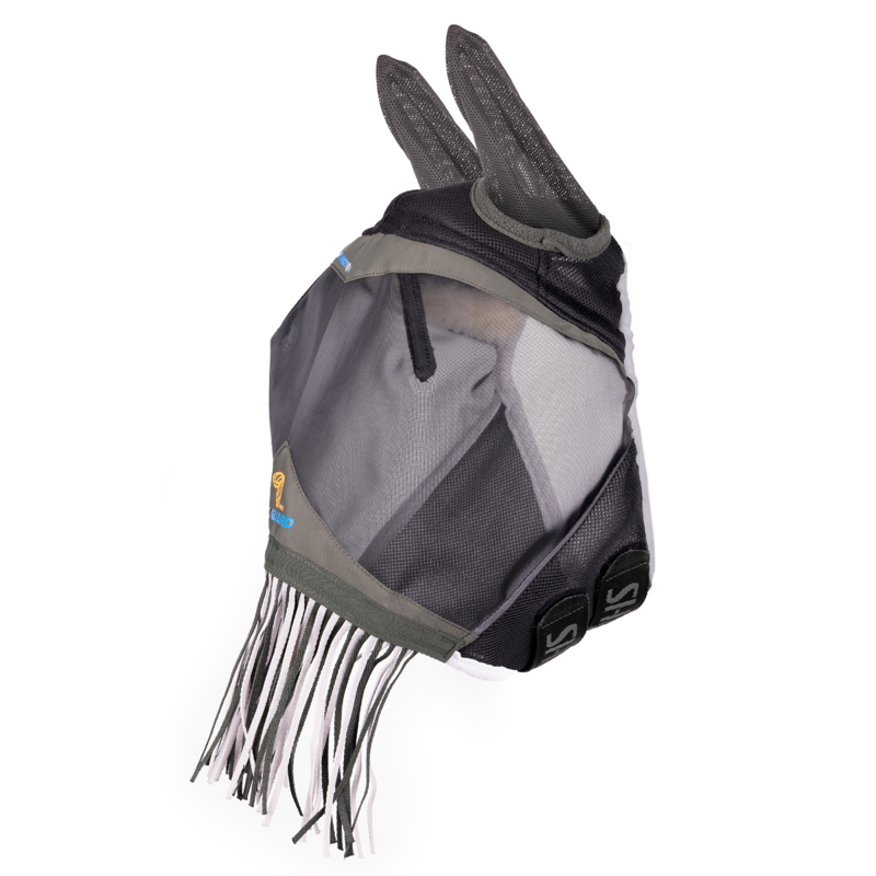 Shires Air Motion Fly Mask with Ears and Fringe - Khaki-1