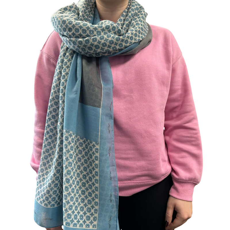 HV Polo Soviety Nevina Geometric Ladies Scarf - Lago Blue-1