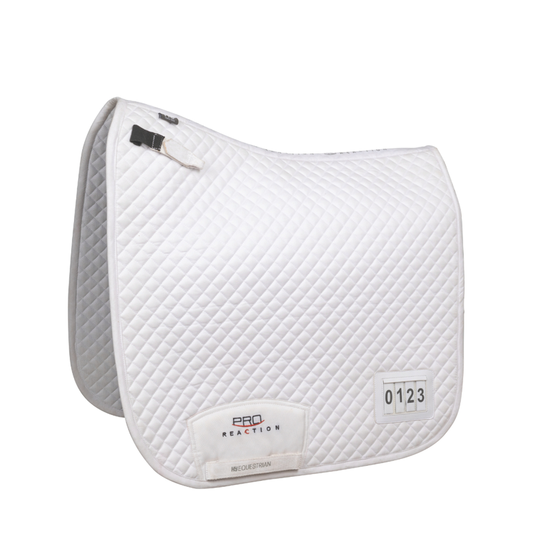 Hy Equestrian ProReaction Pima Dressage Saddle Pad with Numbers - White