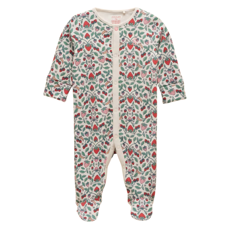 Joules Girls' Razamataz Babygrow - Cream Strawberries