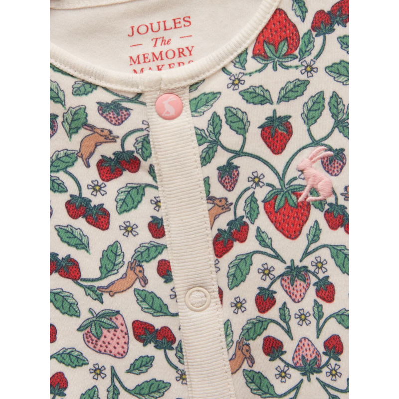 Joules Girls' Razamataz Babygrow - Cream Strawberries-2