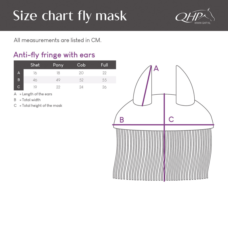 QHP Anti-Fly Fringe with Ears - Black-2